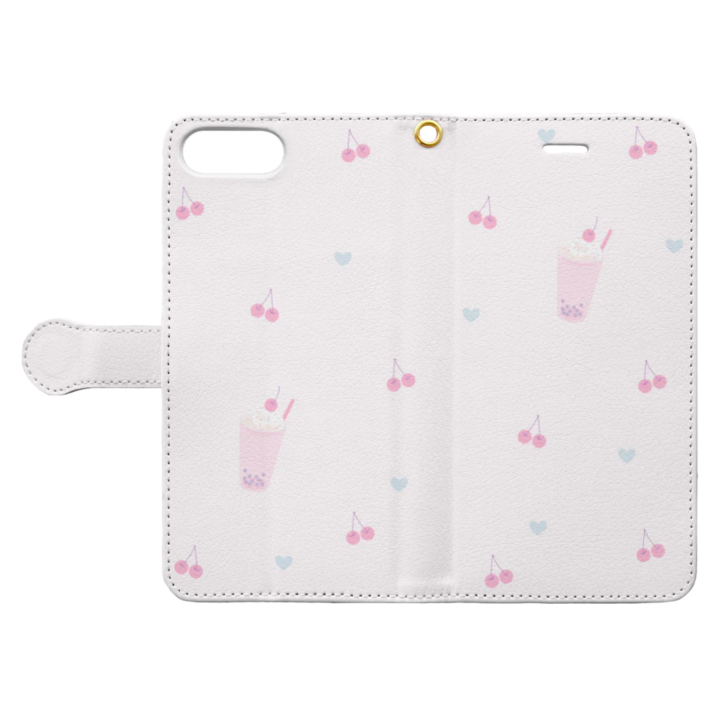 kuroki  miyaのゆめかわタピオカ クリームいろ Book-Style Smartphone Case:Opened (outside)