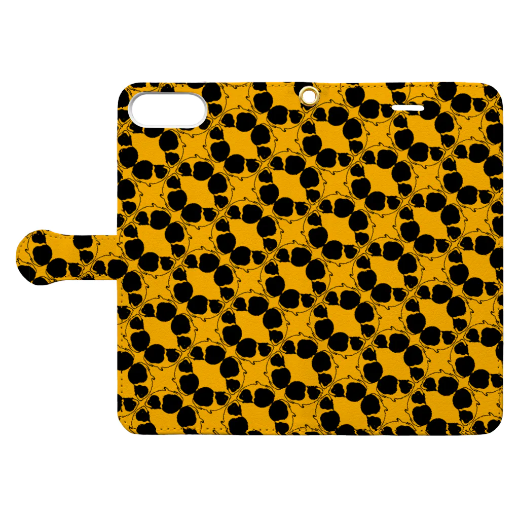 nins・にんずのモルモットサークル黒黄色 Book-Style Smartphone Case:Opened (outside)