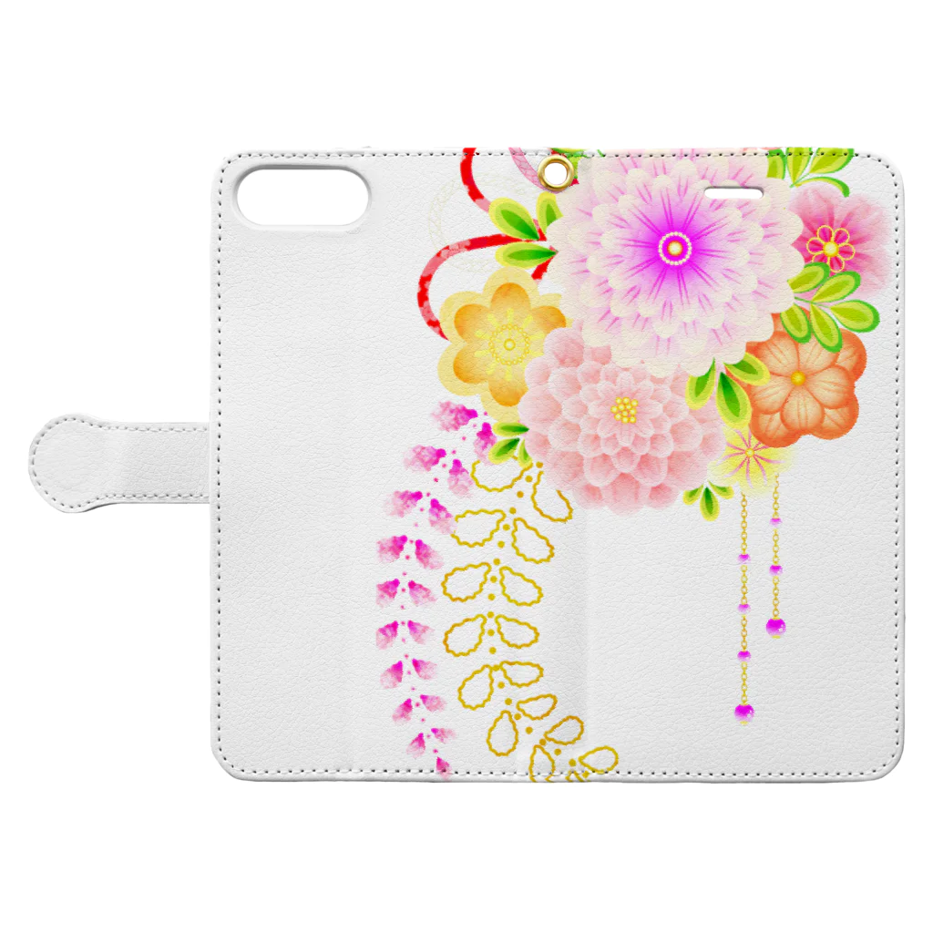 和の色彩 -wa_no_iroiro-の花かんざし01 Book-Style Smartphone Case:Opened (outside)