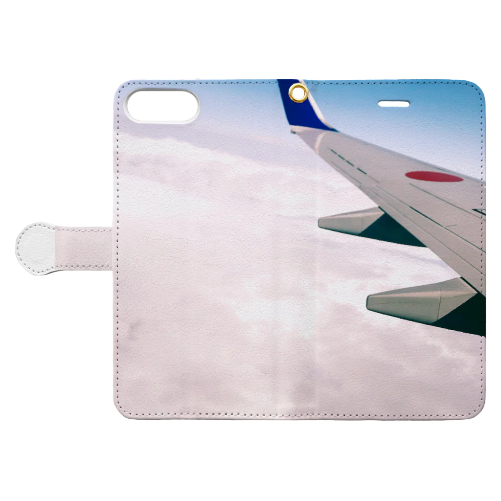 🍁紅葉🍁の飛行機と空 Book-Style Smartphone Case:Opened (outside)