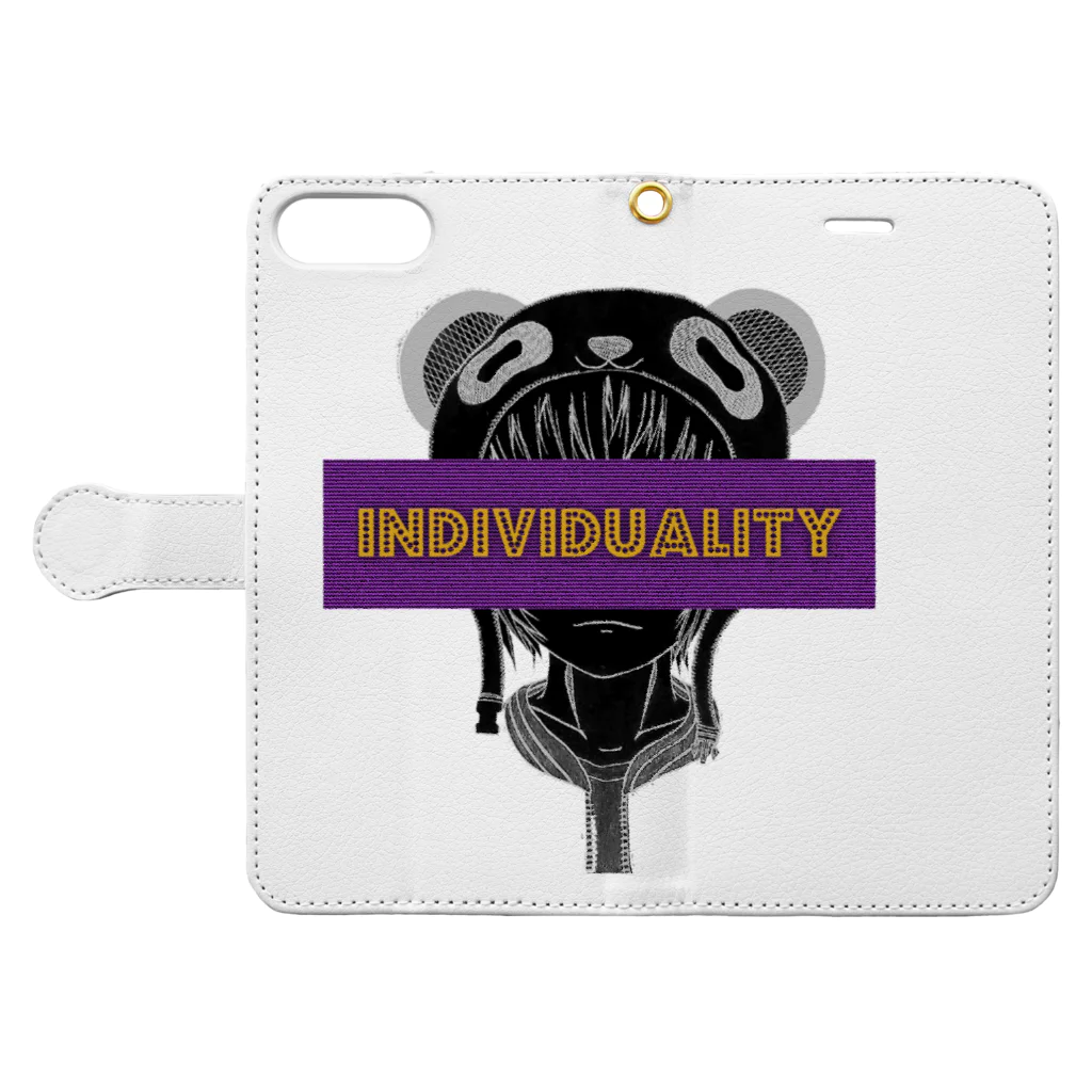 鐘真庵 SUZURI店のIndividuality Book-Style Smartphone Case:Opened (outside)