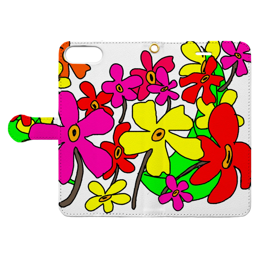 tsuki-hiroの手書きのお花 Book-Style Smartphone Case:Opened (outside)