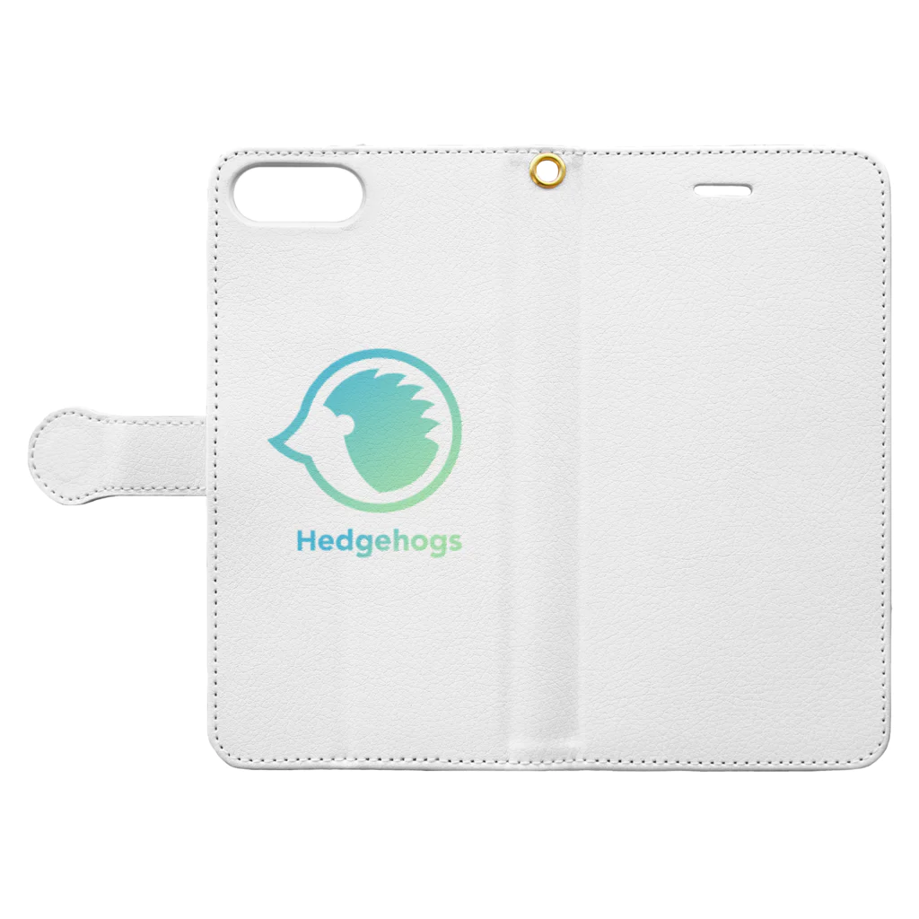 Hedgehogs SHOPのHedgehogs[green] 手帳型スマホケースを開いた場合(外側)