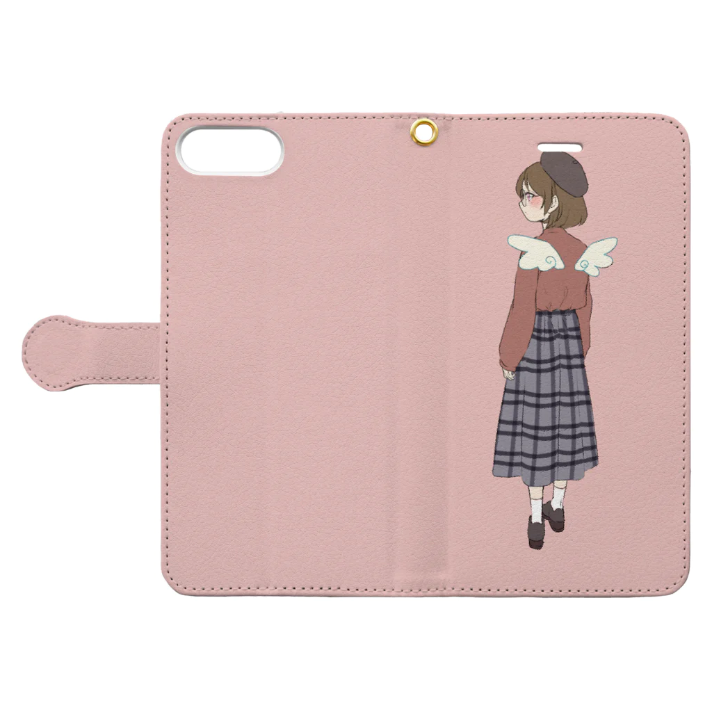 MiMiKiのぼうしの女の子 Book-Style Smartphone Case:Opened (outside)