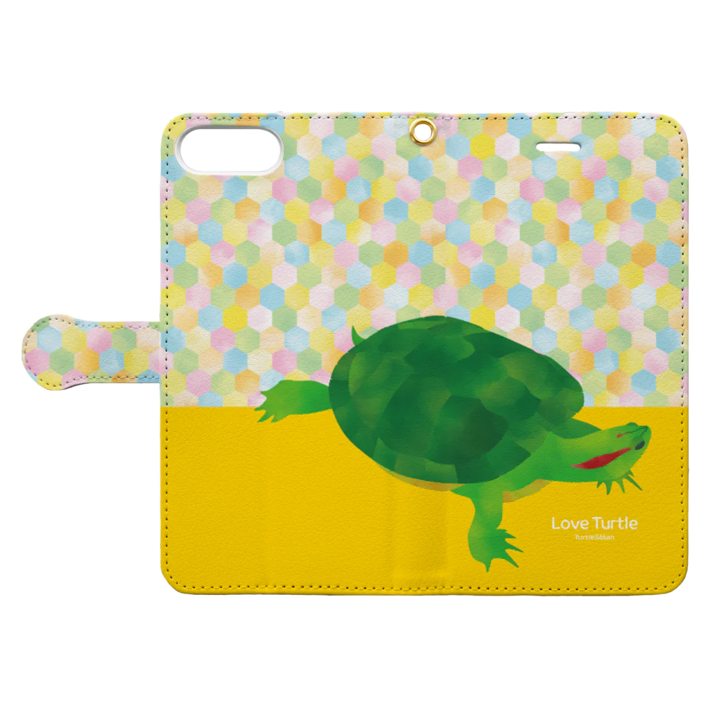 Turtle56tanのLove Turtle TypeB  カラフル Book-Style Smartphone Case:Opened (outside)