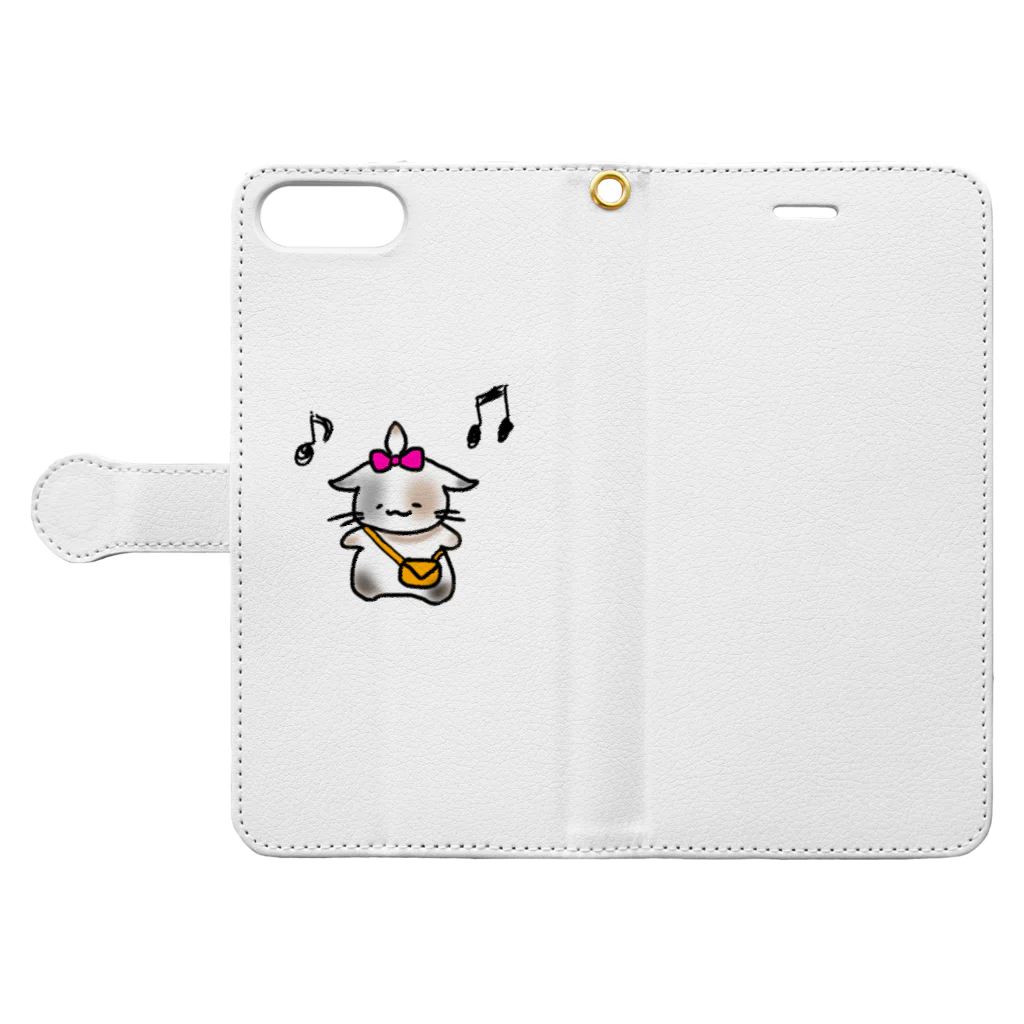 おもち屋さんのごきげんねこ Book-Style Smartphone Case:Opened (outside)