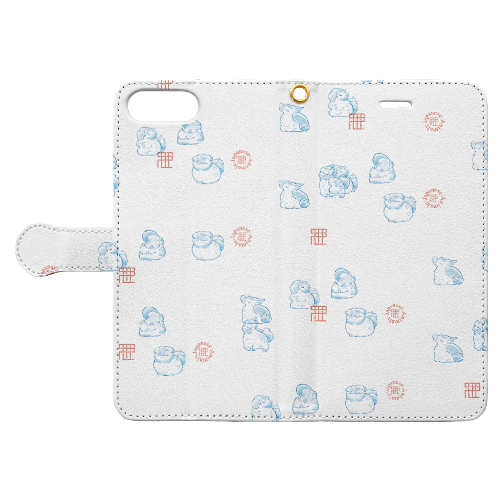 柾のSHINJU-FIVE:JapaneseAnimals Book-Style Smartphone Case:Opened (outside)