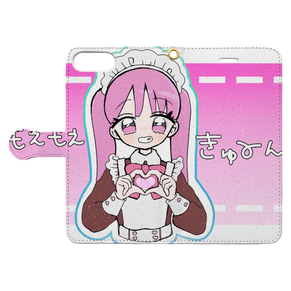 循環性飽食のツインテピンクメイドちゃん Book-Style Smartphone Case:Opened (outside)