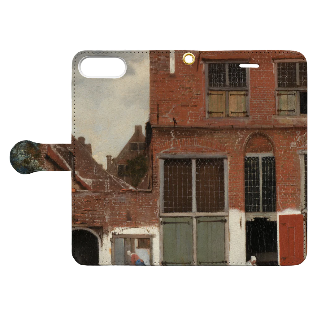 Art Baseの小路 / フェルメール (View of Houses in Delft (The little Street) 1658) Book-Style Smartphone Case:Opened (outside)