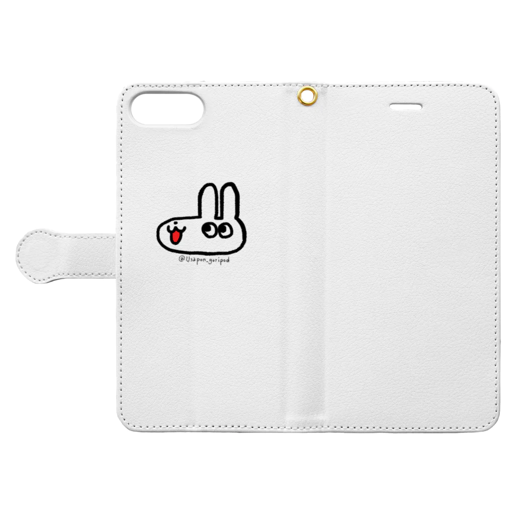 うさぽん(ω ⊙⊙)のうさぽん(ノーマル) Book-Style Smartphone Case:Opened (outside)