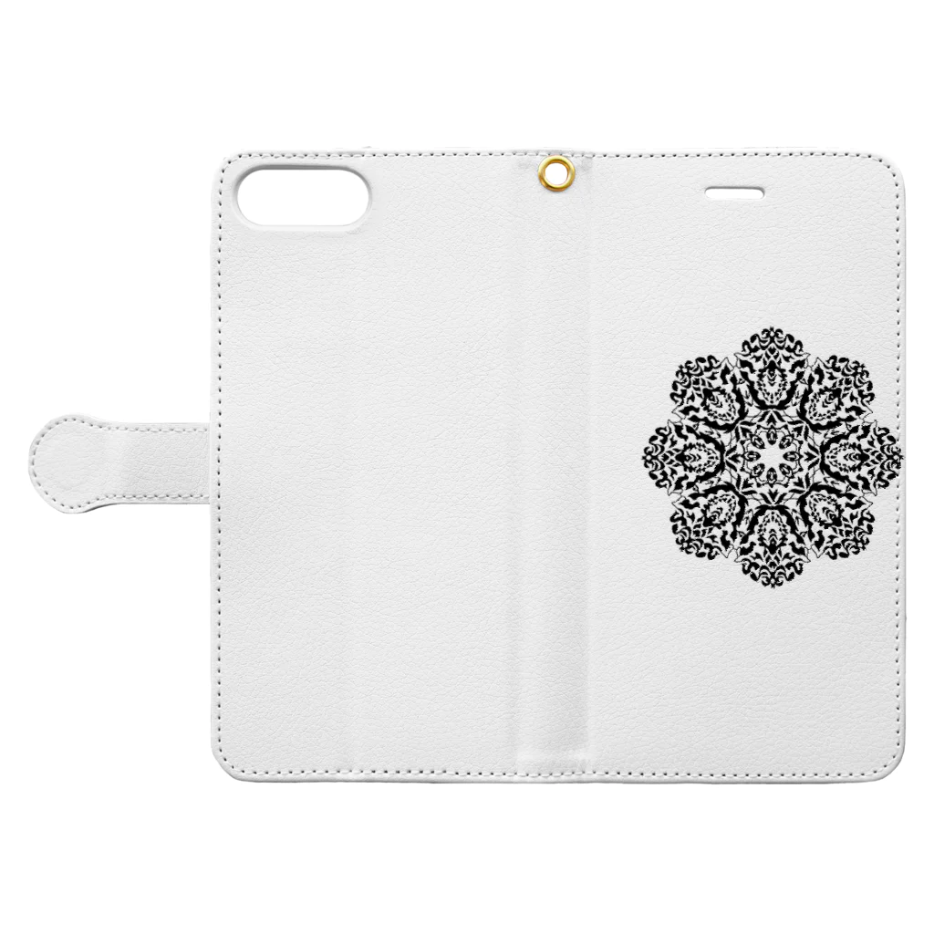 Smile Leafのまんだらアート004 Book-Style Smartphone Case:Opened (outside)