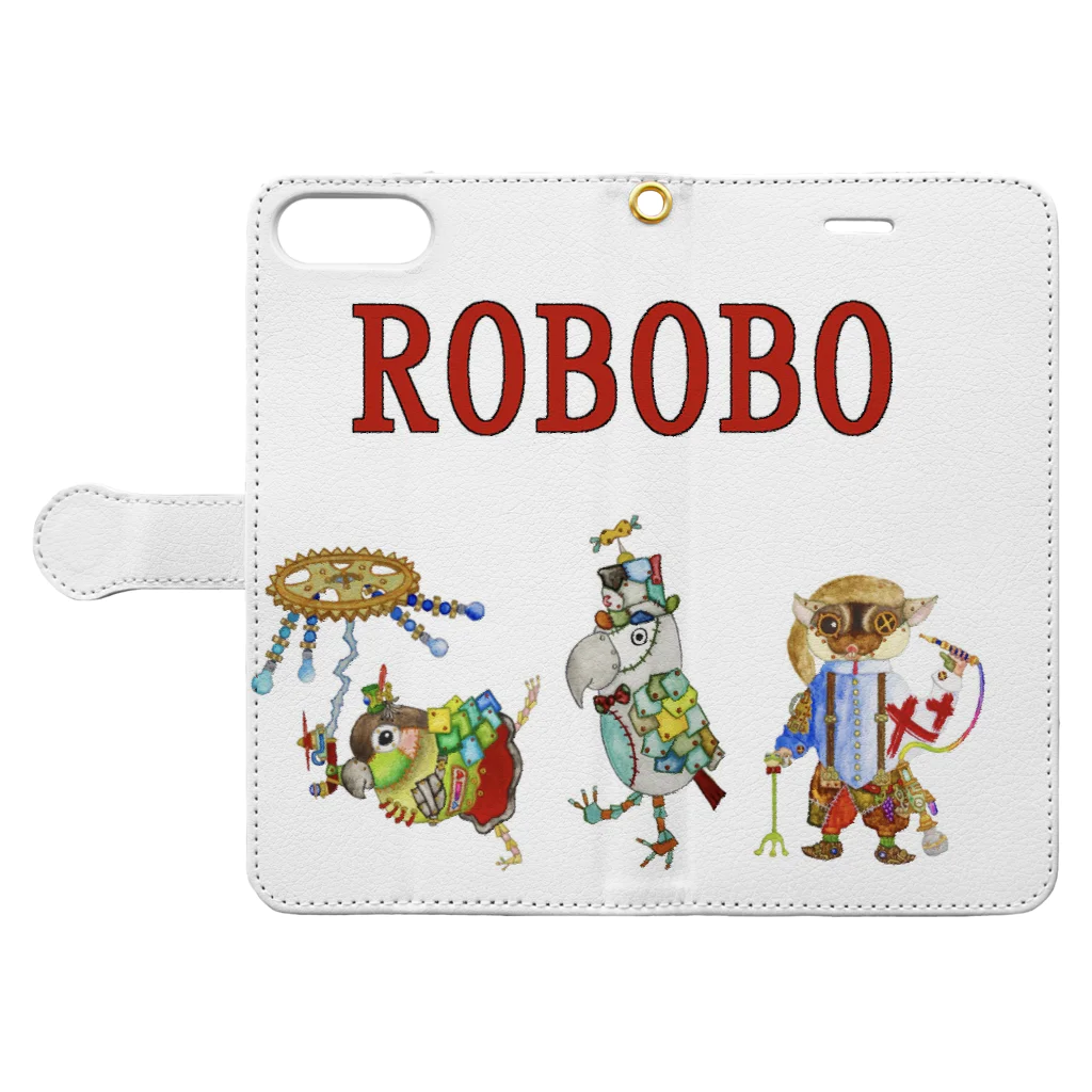 ねこぜや のROBOBO ロボトリオ🤖 Book-Style Smartphone Case:Opened (outside)