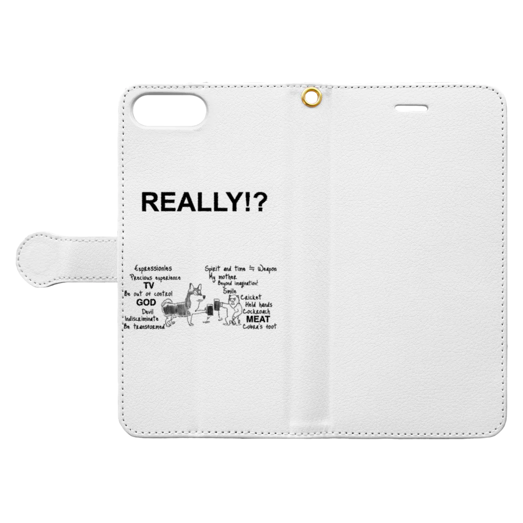 GOD TV MEAT OIL'S brand SUZURI内空中店舗のREAL 犬×猿 Book-Style Smartphone Case:Opened (outside)