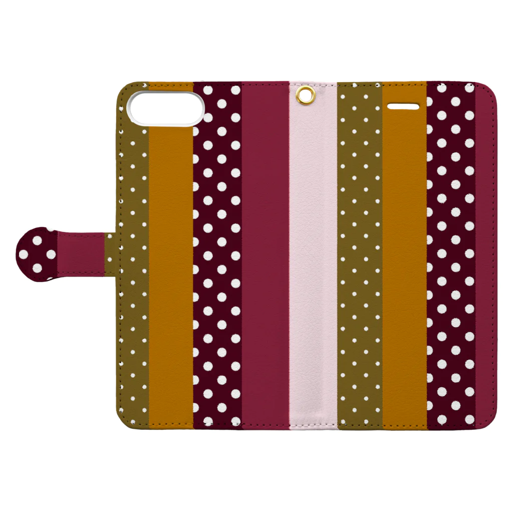 orange_honeyのストライプと水玉 Book-Style Smartphone Case:Opened (outside)