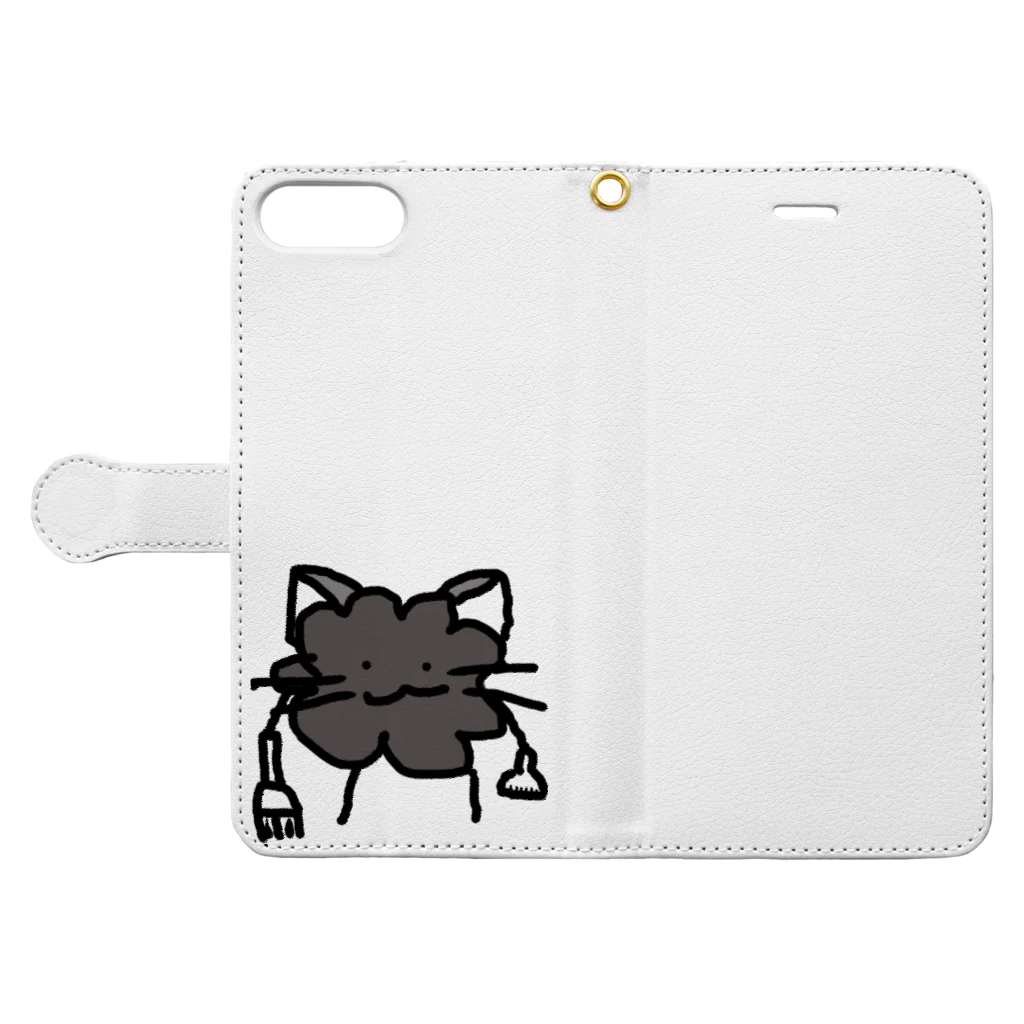 ねこまちランドのホコリくん Book-Style Smartphone Case:Opened (outside)