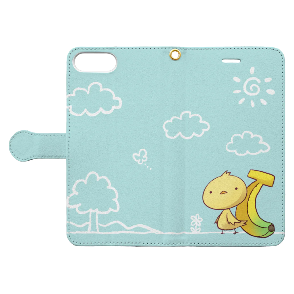 ロキのきいろいとりとばなな Book-Style Smartphone Case:Opened (outside)