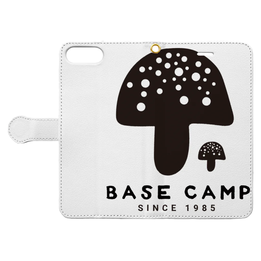 BASE-CAMPのBASE キノコ 01 手帳型スマホケースを開いた場合(外側)