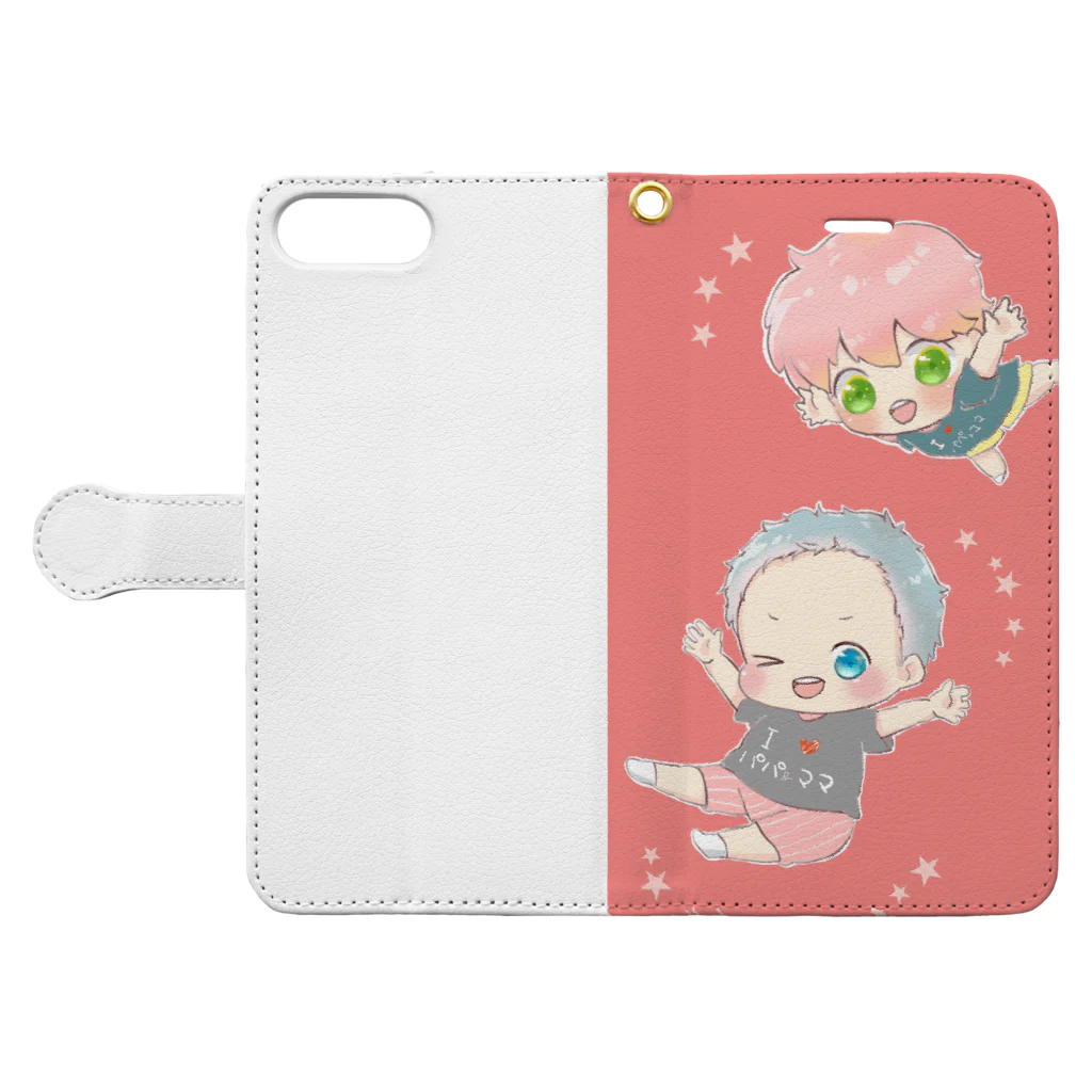 ろっこ🎀ゆめかわイラストレーター🎀💍のぱぱままだいすき。 Book-Style Smartphone Case:Opened (outside)