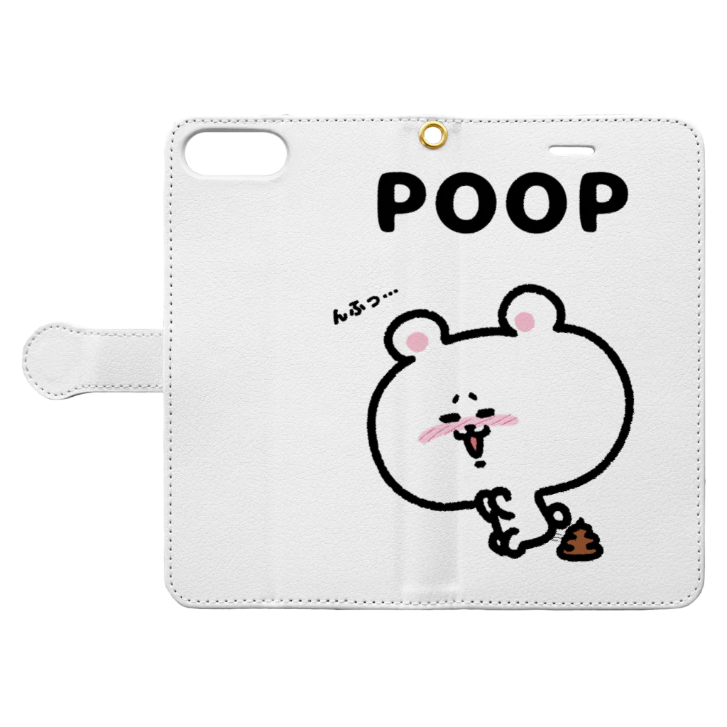 うさぎまるえkawaiishop のくまコロりん『ぷりっ』 Book-Style Smartphone Case:Opened (outside)