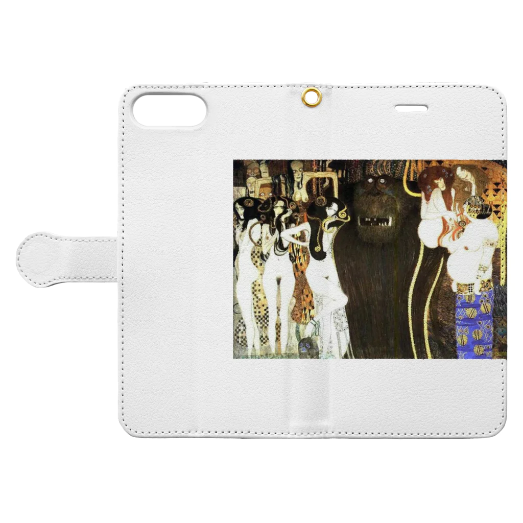 Art Baseのグスタフ・クリムト / 1902 /The Beethoven Frieze: The Hostile Powers. Left part, detail / Gustav Klimt Book-Style Smartphone Case:Opened (outside)