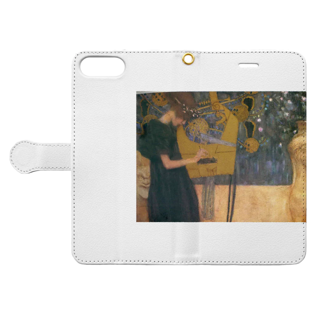 Art Baseのグスタフ・クリムト / 音楽 / 1895 / Music / Gustav Klimt 手帳型スマホケースを開いた場合(外側)