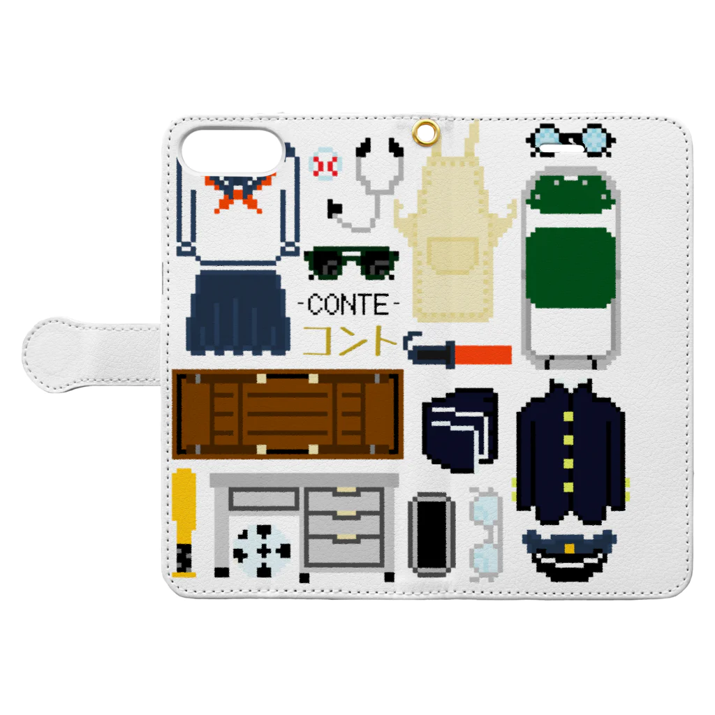 蛇口〆太のお店のコントの小道具 Book-Style Smartphone Case:Opened (outside)