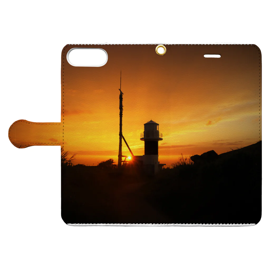 namonaki_hituziの夕暮れの灯台 Book-Style Smartphone Case:Opened (outside)