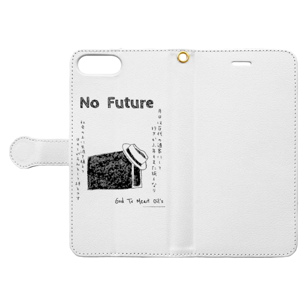 GOD TV MEAT OIL'S brand SUZURI内空中店舗のNo Future(ソフト) Book-Style Smartphone Case:Opened (outside)