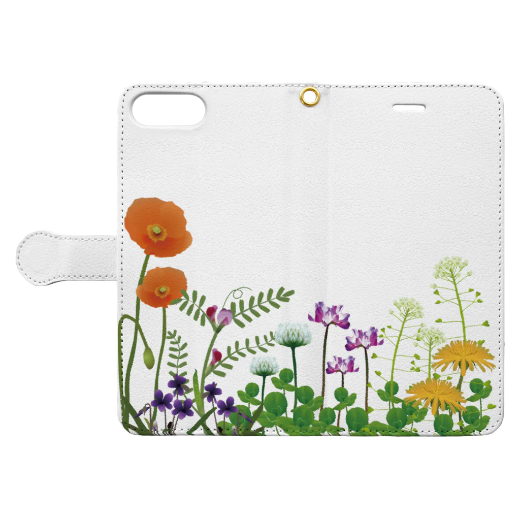 Drecome_Designの 野の花 Book-Style Smartphone Case:Opened (outside)