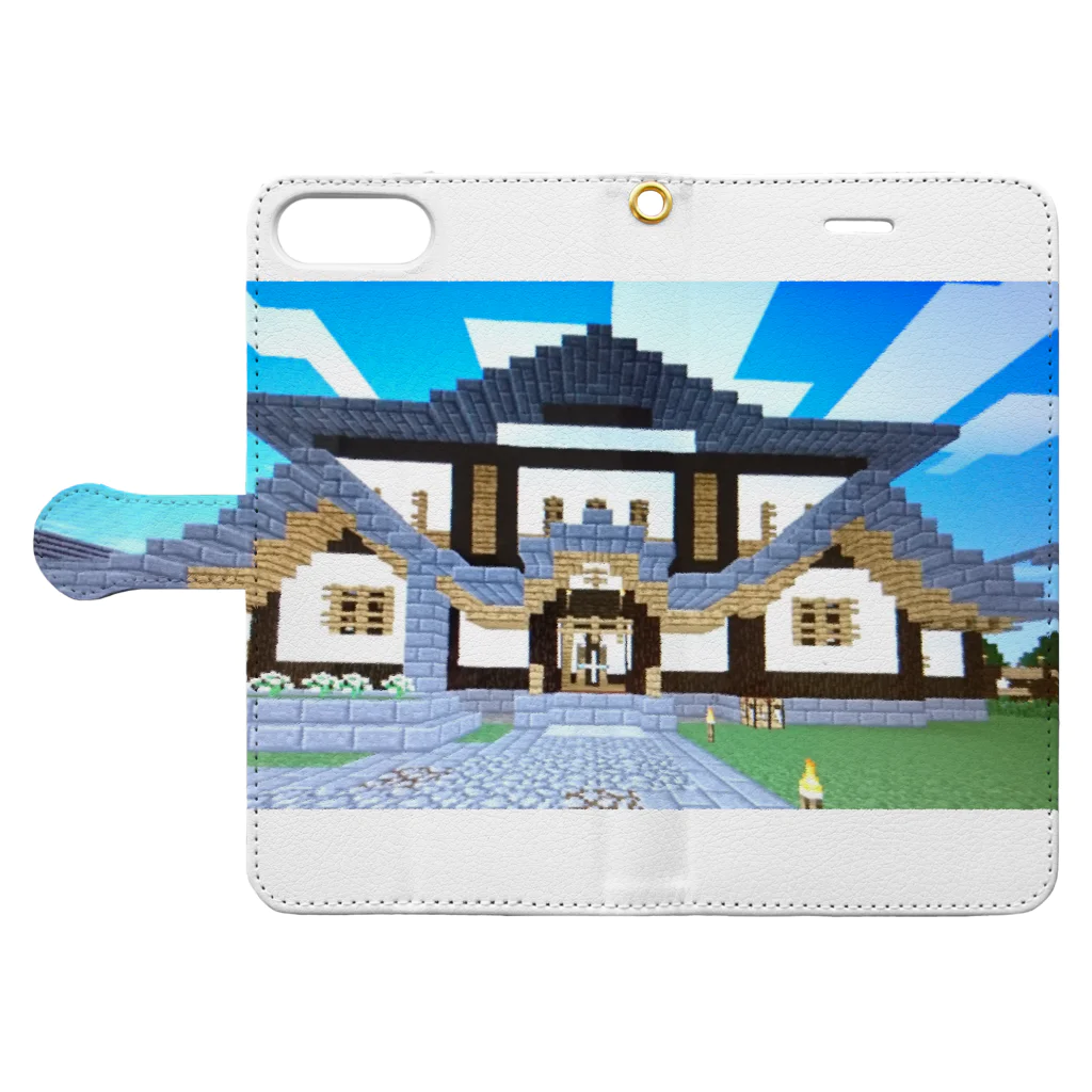 まやのマイクラ、城 Book-Style Smartphone Case:Opened (outside)