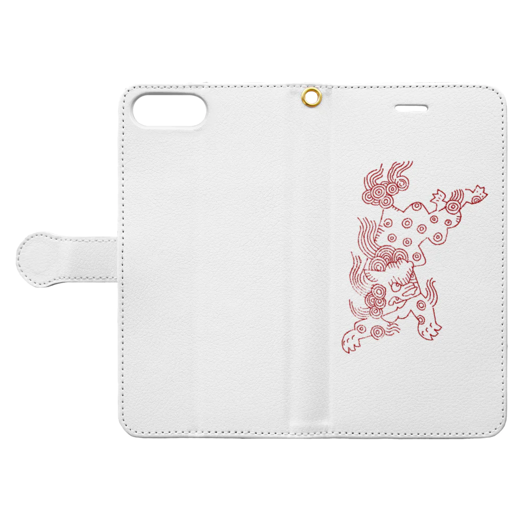 BUSCEMISの狛犬 Book-Style Smartphone Case:Opened (outside)