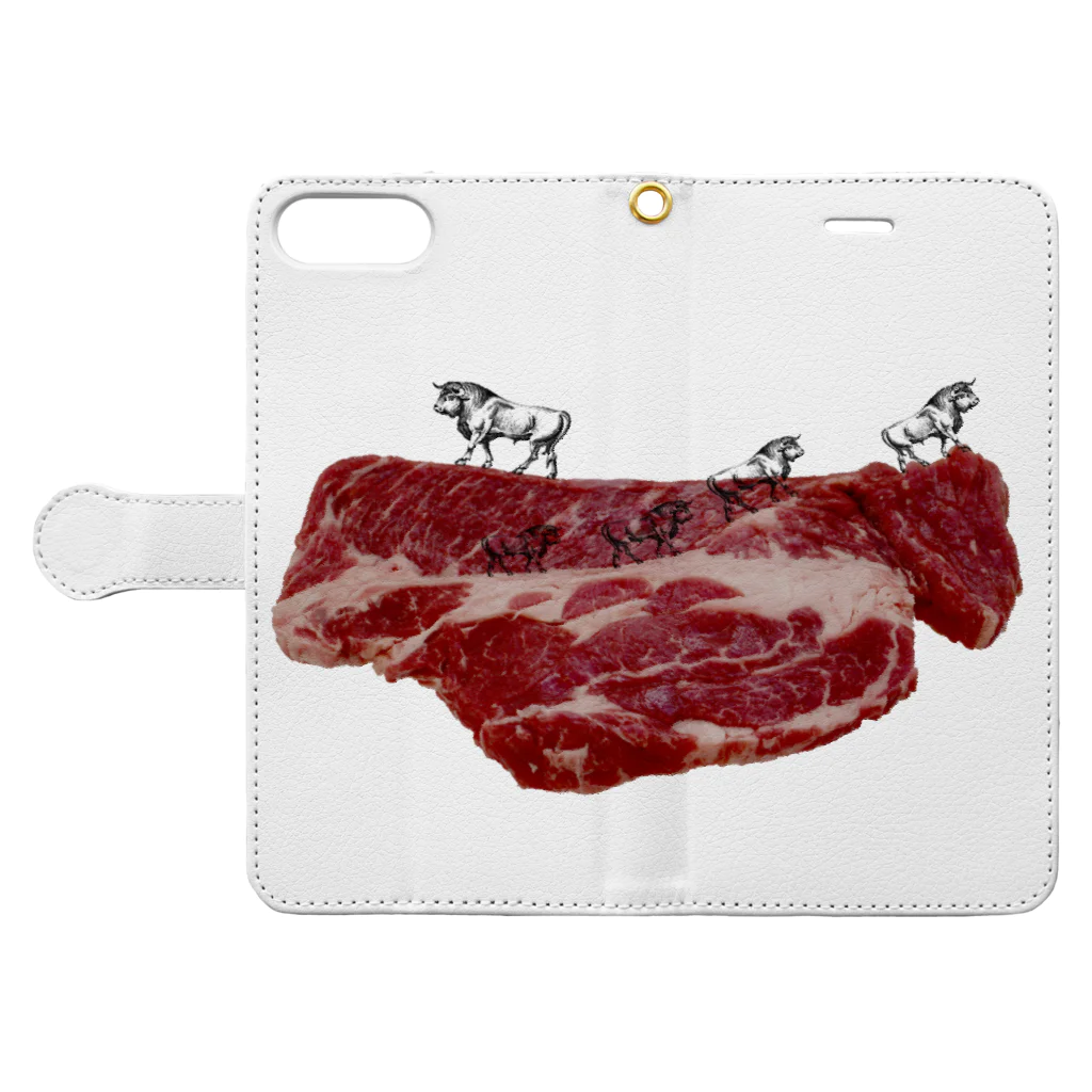 tottoの肉食／ビーフ×牛さん Book-Style Smartphone Case:Opened (outside)