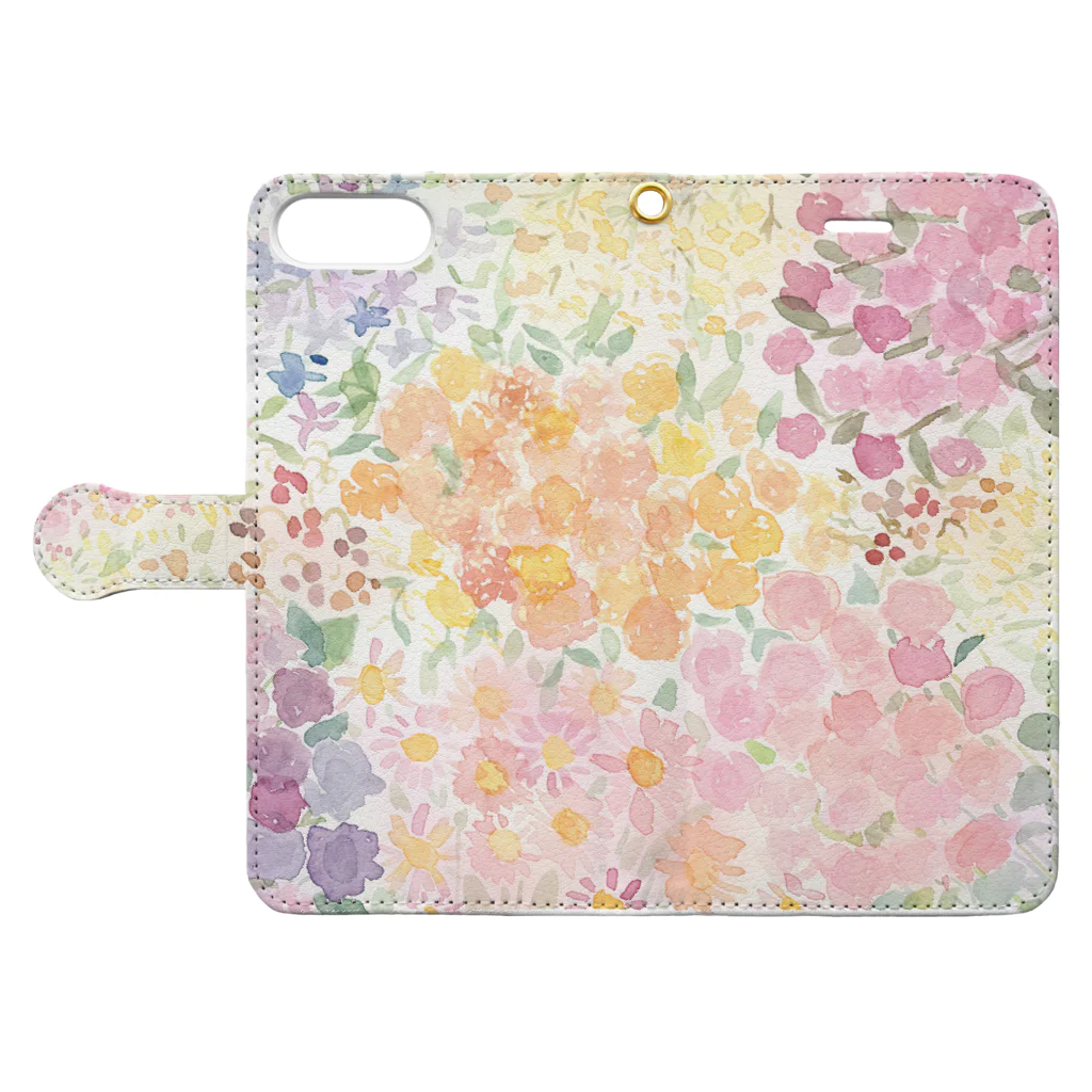 MAKIのflower(濃) Book-Style Smartphone Case:Opened (outside)