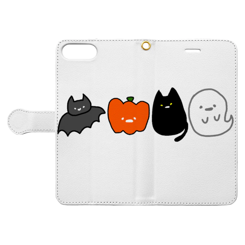 おもち屋さんのハロウィンの仲間たち Book-Style Smartphone Case:Opened (outside)