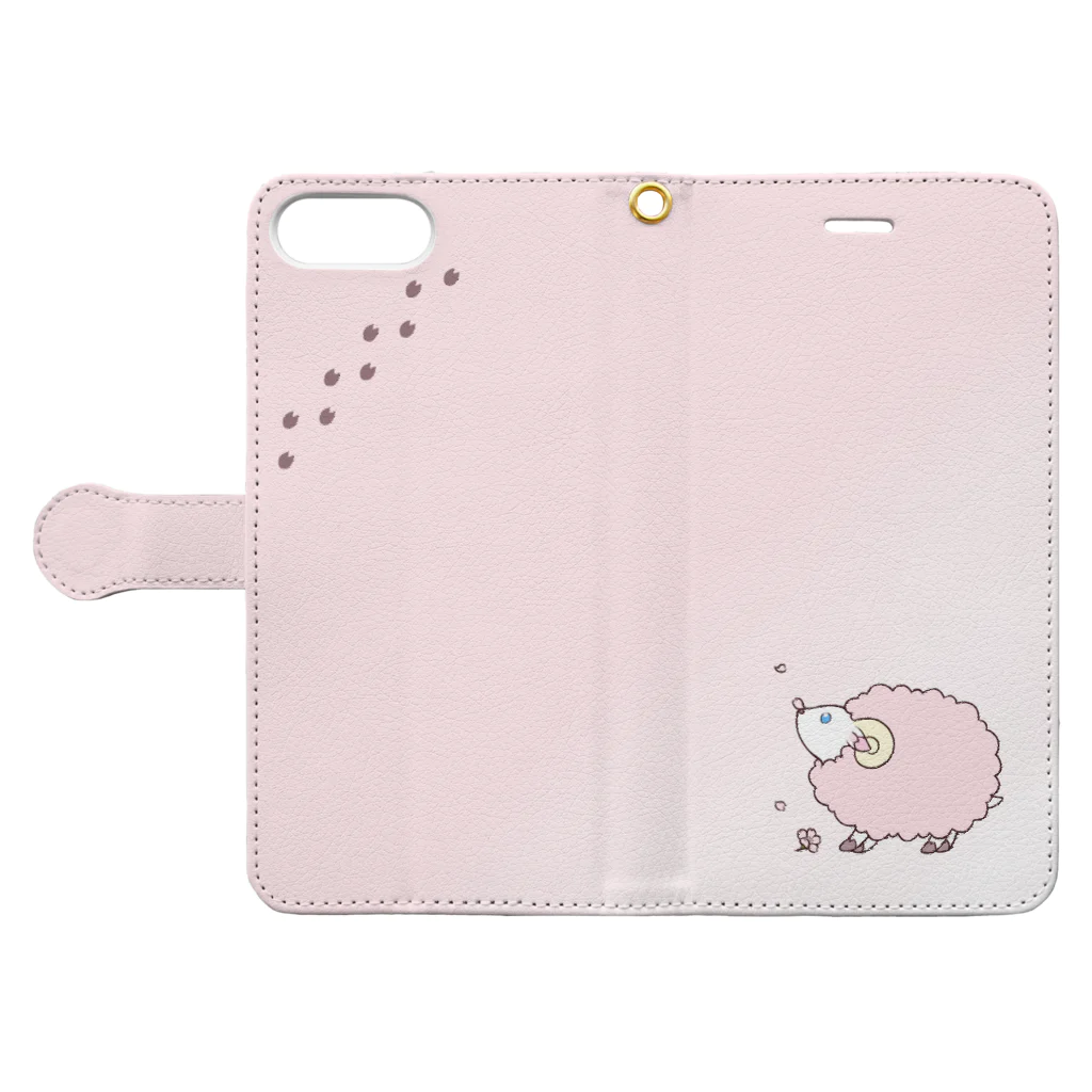 桜華爛漫の桜ひつじ Book-Style Smartphone Case:Opened (outside)