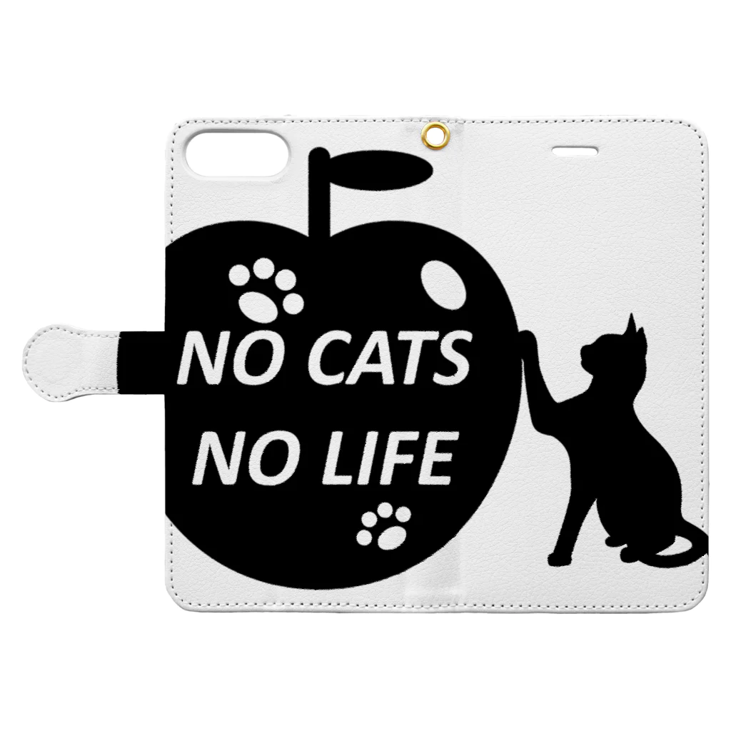 乃舞のNO CATS NO LIFE 手帳型スマホケースを開いた場合(外側)