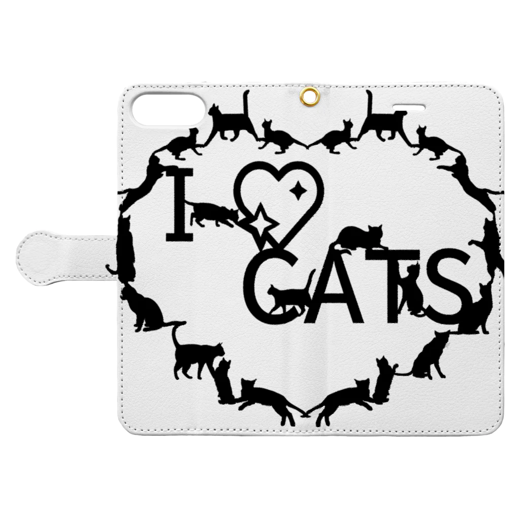 乃舞のI ♡ CATS Book-Style Smartphone Case:Opened (outside)