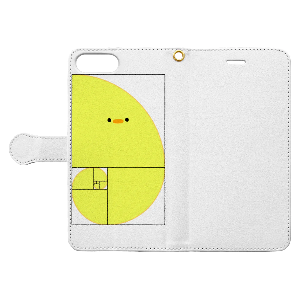 ぷにおもちSHOPのフィボナッチーヨ(文字なし) Book-Style Smartphone Case:Opened (outside)