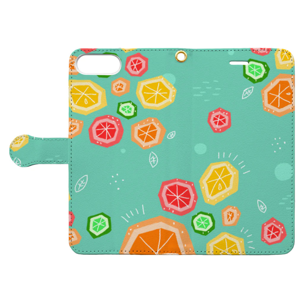 Chicchi Satoのカンキツポップ Book-Style Smartphone Case:Opened (outside)