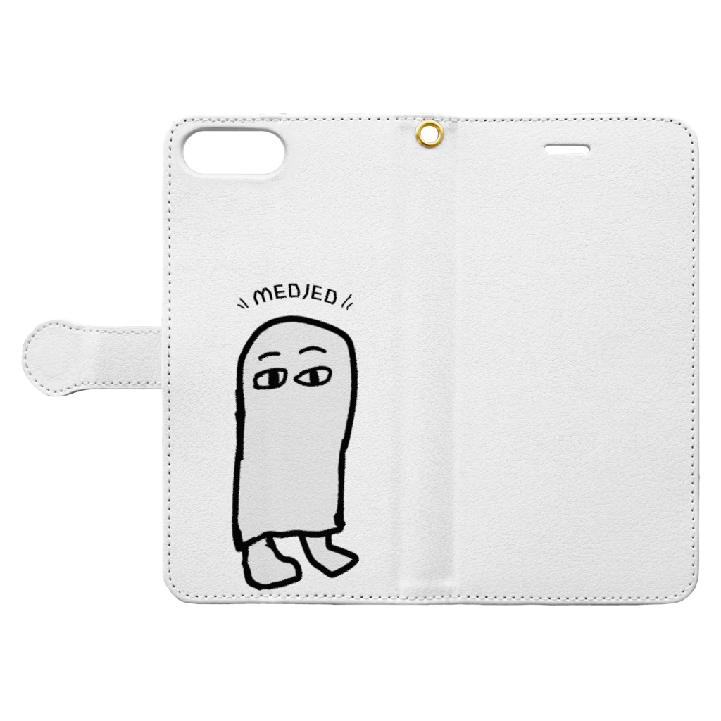 屋根裏ひみつ結社のMEDJED-メジェドさん(WAROLIER-ワロリエ)  Book-Style Smartphone Case:Opened (outside)