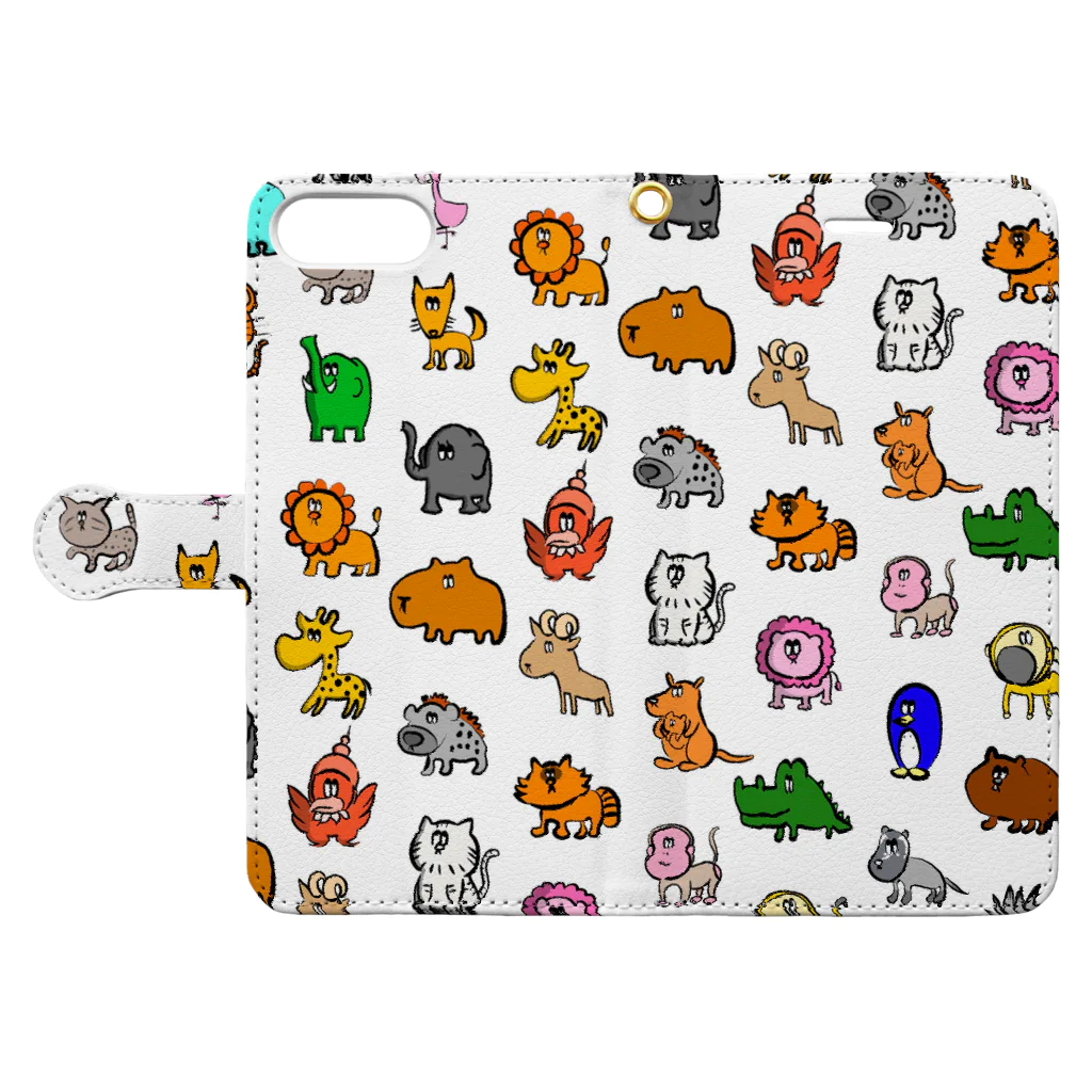 NOBIRU事務所の動物モノグラム Book-Style Smartphone Case:Opened (outside)