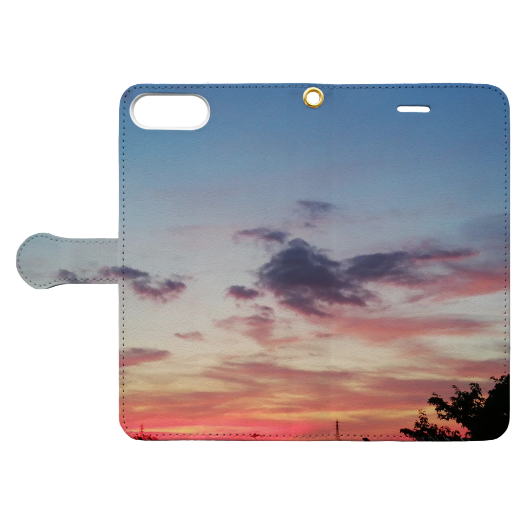 西園寺 颯斗の夕焼け雲 Book-Style Smartphone Case:Opened (outside)