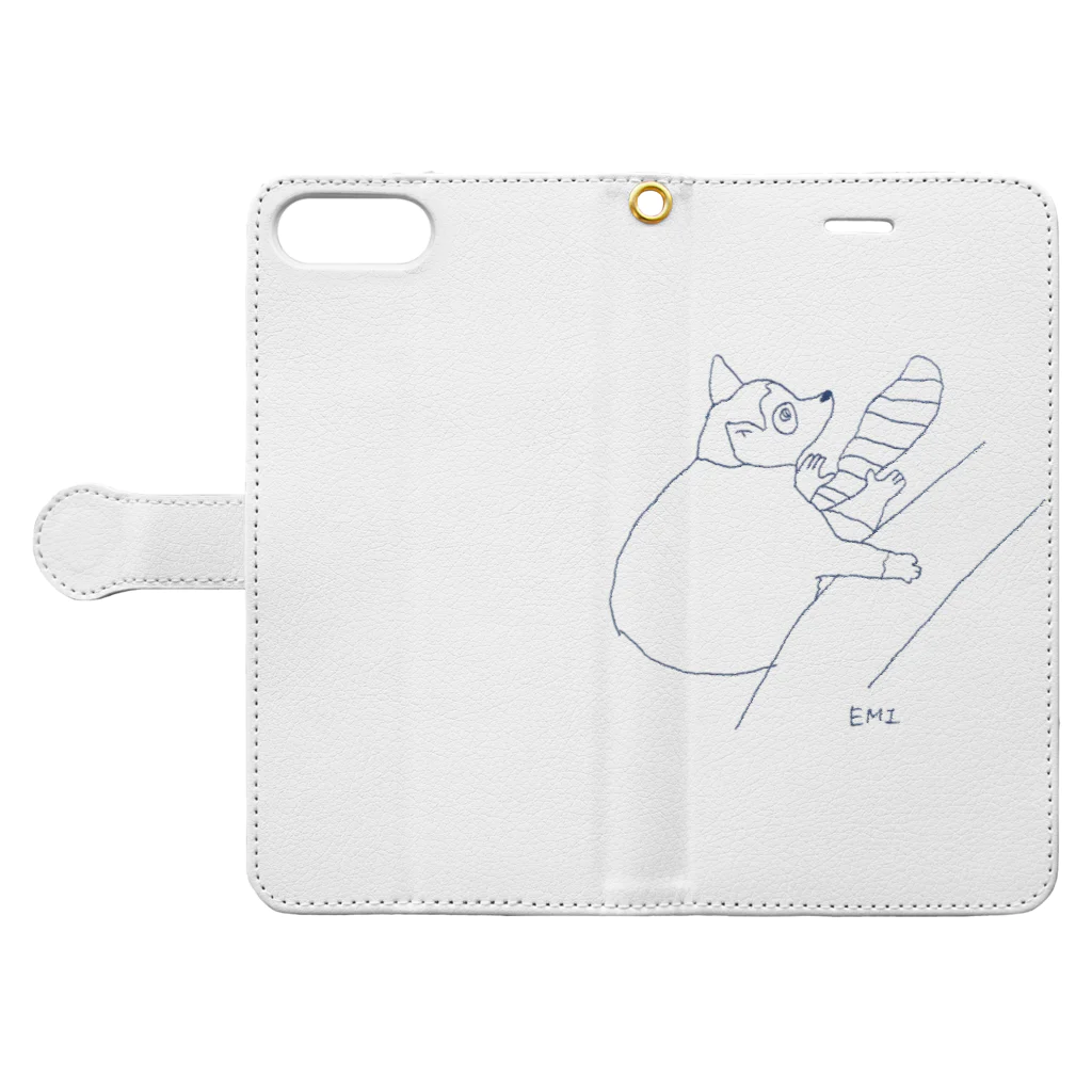 えみ(いらすとよう)のワオキツネザル(手抜き) Book-Style Smartphone Case:Opened (outside)