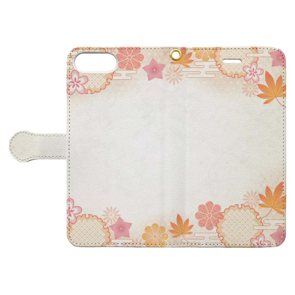 Sakura-yuanの和柄(和み紅葉) Book-Style Smartphone Case:Opened (outside)