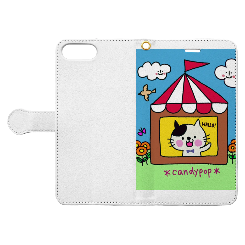 candypopのwelcome! Book-Style Smartphone Case:Opened (outside)