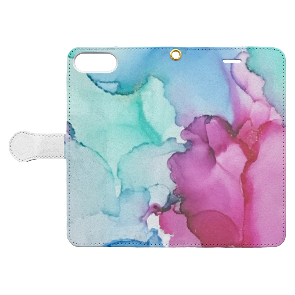 Autumn flower -alcoholinkart-のアルコールインクアート Book-Style Smartphone Case:Opened (outside)