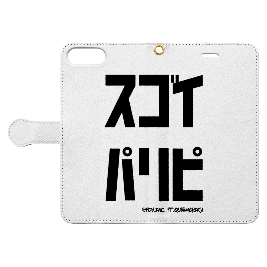 fdy.incのスゴイパリピ ft.QueenChika_black Book-Style Smartphone Case:Opened (outside)