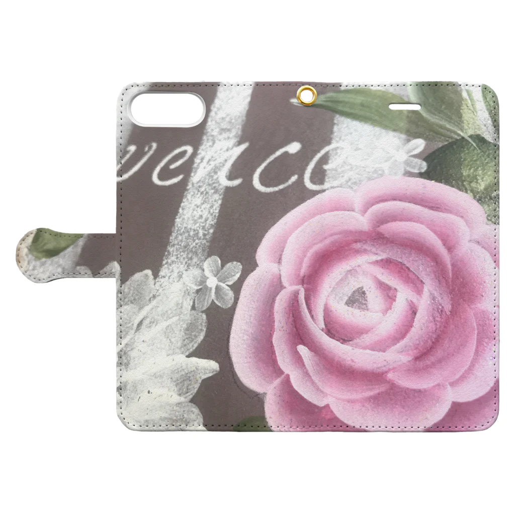 foryouuuuuの大輪の薔薇トールペイント Book-Style Smartphone Case:Opened (outside)