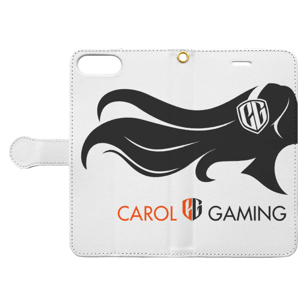 CAROL_GamingのCarolGaming(黒/橙) 手帳型スマホケースを開いた場合(外側)