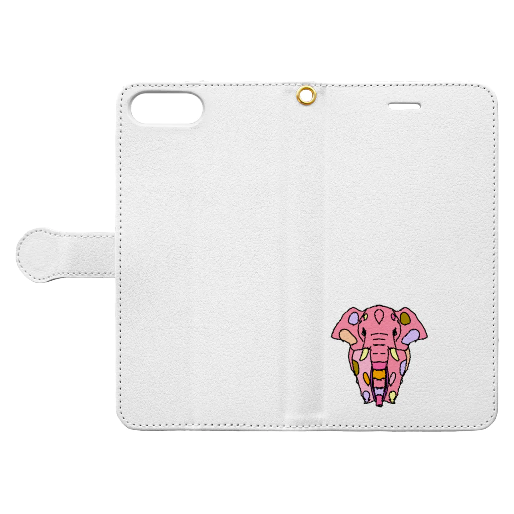 Full of vitality　(フル　オブ　バイタリティ)のElephant☆PINK　(ピンク色の象)　Full of vitality　(フル　オブ　バイタリティ) Book-Style Smartphone Case:Opened (outside)